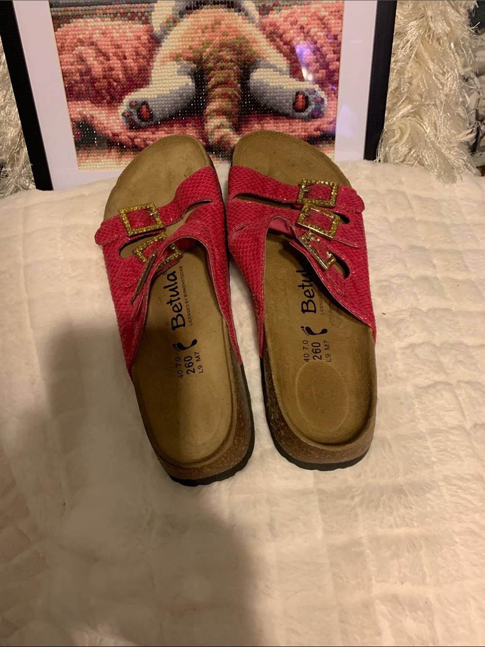 Bright Pink Women's Slide Sandals with Buckle Details - Picture 2 of 3